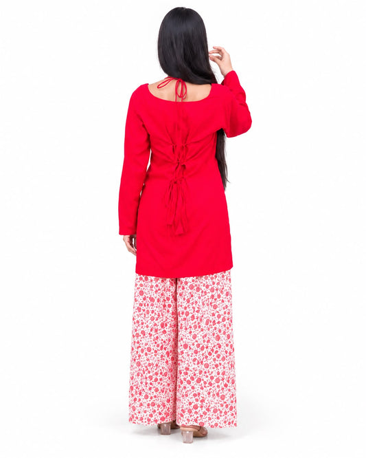 Zeyla – Ruby Bloom Solid & Printed 2-Piece Cotton Suit