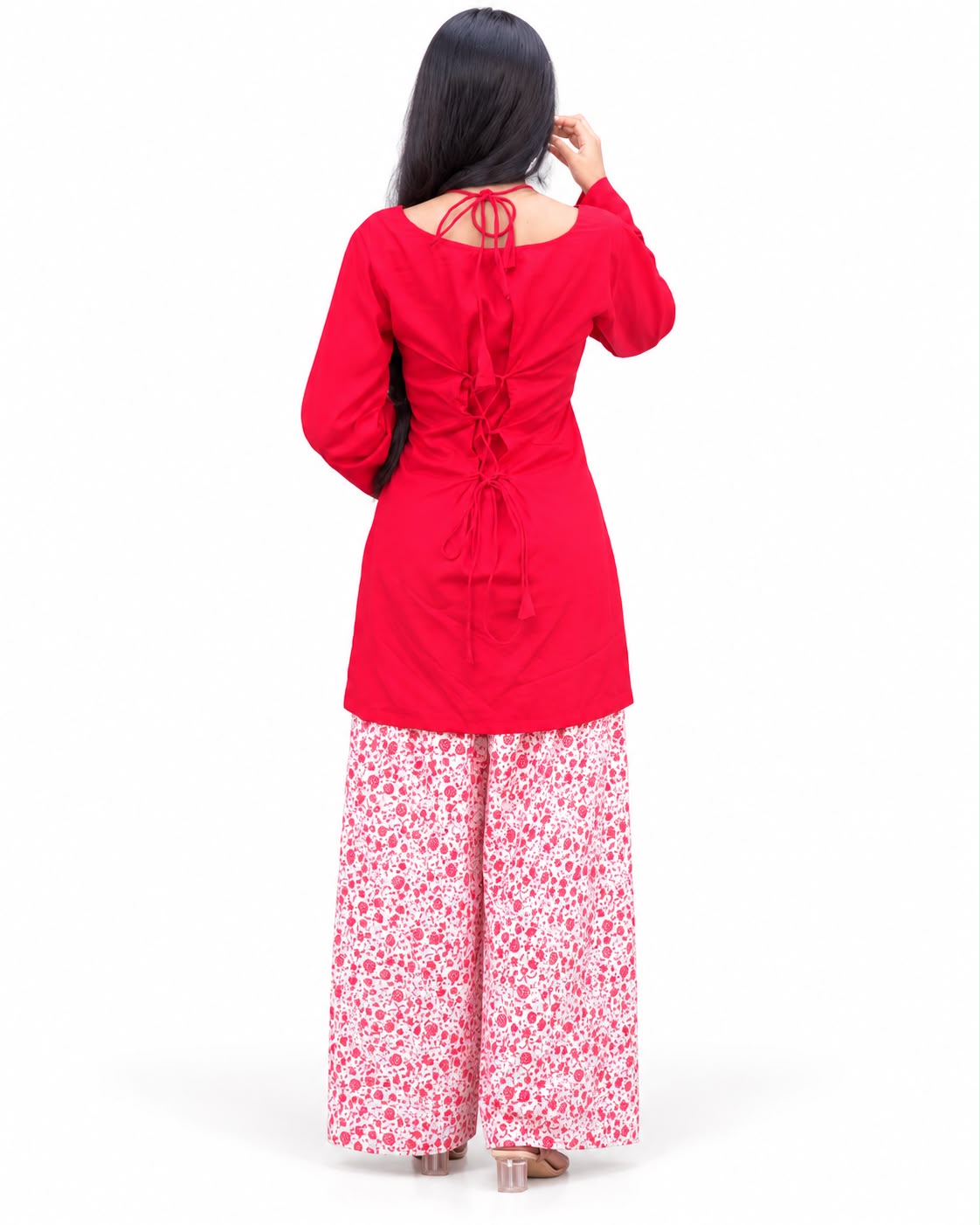 Zeyla – Ruby Bloom Solid & Printed 2-Piece Cotton Suit