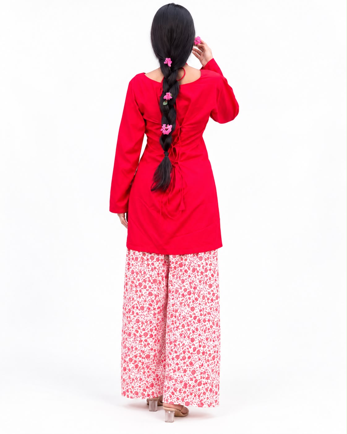 Zeyla – Ruby Bloom Solid & Printed 2-Piece Cotton Suit